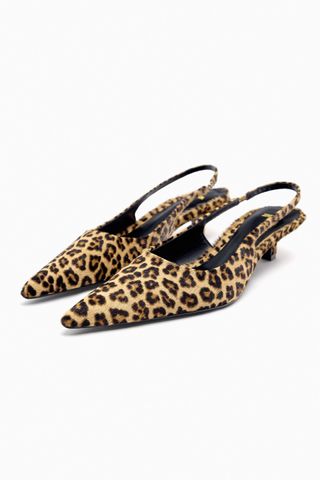 Zara + Animal Print Slingback Shoes