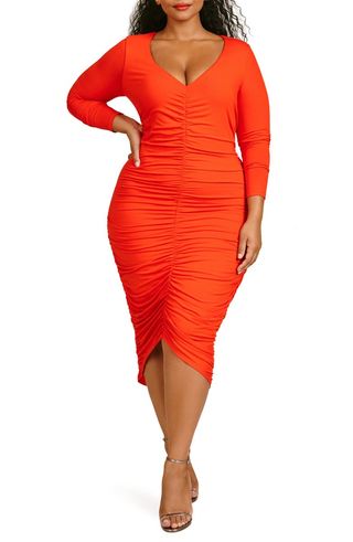 11 Honoré + Flora Ruched Long Sleeve Body-Con Dress