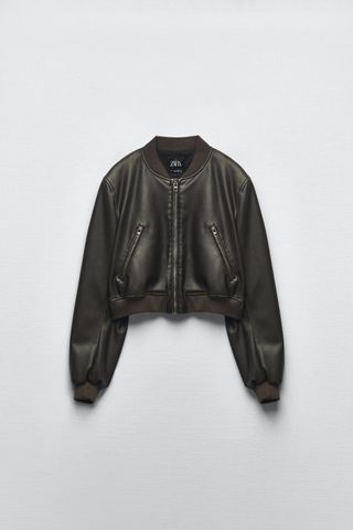 Zara + Faux Leather Bomber