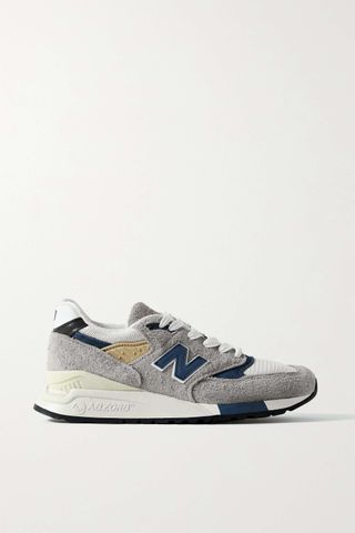 New Balance + 998 Core Rubber-Trimmed Leather, Mesh and Suede Sneakers