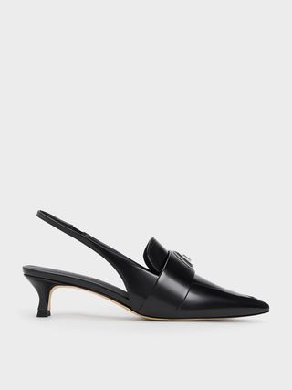 Charles & Keith + Blkbox Trice Metallic Accent Pointed-Toe Slingback Pumps