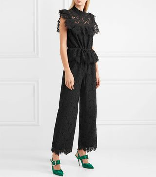 Ganni + Ruffled Corded Lace Jumpsuit