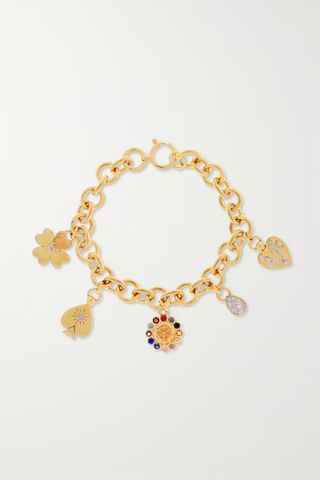 Foundrae + 18-Karat Gold Multi-Stone Charm Bracelet