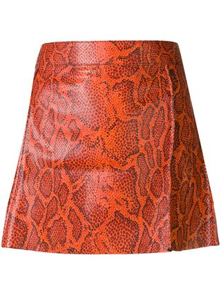 Chloé + Python-Print Leather Mini Skirt