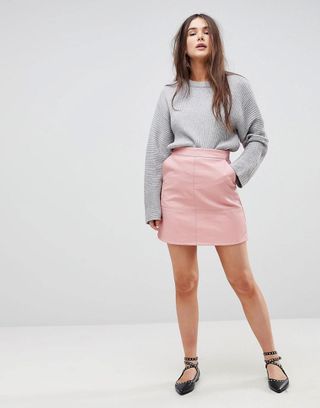 Only + A-Line Leather Look Skirt