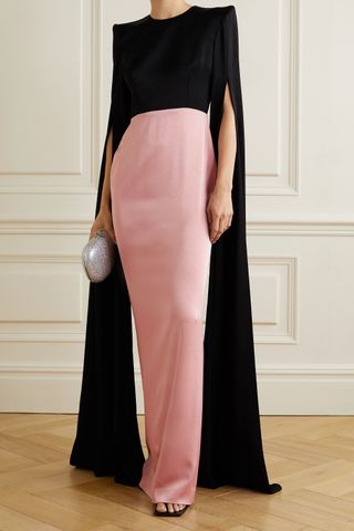 Alex Perry + Julian Two-Tone Cape-Effect Satin-Crepe Gown