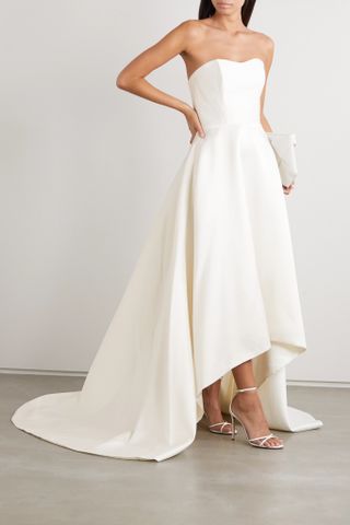 Halfpenny London + Jackson Strapless Asymmetric Duchesse-Satin Gown