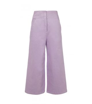 Tibi + Garment Dyed Twill Cropped Wide-Leg Jean