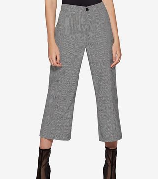 Avec Les Filles + Plaid Wide-Leg Cropped Trousers