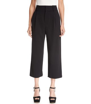 Alice and Olivia + Rosalinda High-Waist Wide-Leg Crepe Ankle Pants