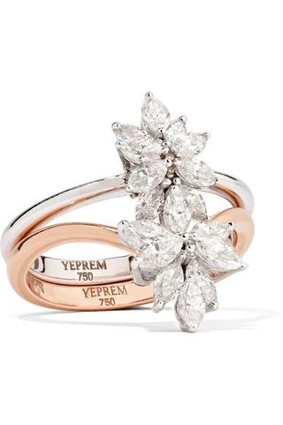 Yeprem + 18-Karat Rose and White Gold Diamond Ring