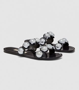 Zara + Slides with Metallic Detail