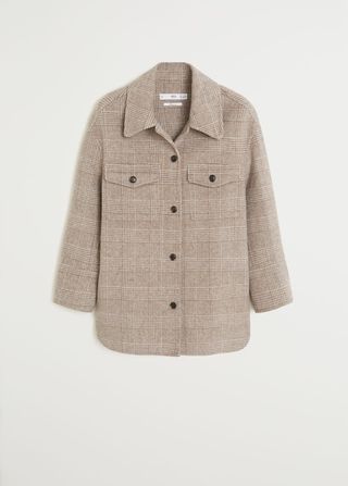 Mango + Checkered Wool-Blend Jacket