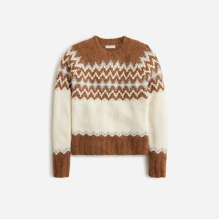 J.Crew + Fair Isle Crewneck Sweater in Brushed Yarn