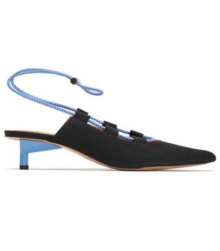 Ganni + Agnes Two-Tone Satin-Faille Pumps