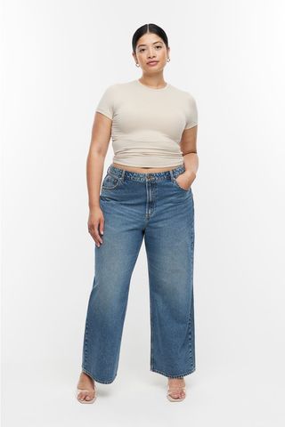 H&M + Curvy Fit Wide High Jeans