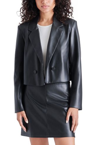 Steve Madden + Nicola Faux Leather Crop Blazer