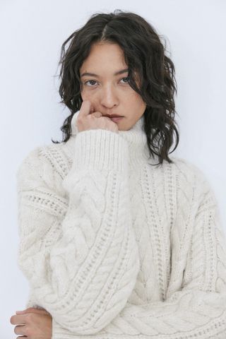 H&M + Cable-Knit Mock Turtleneck Sweater