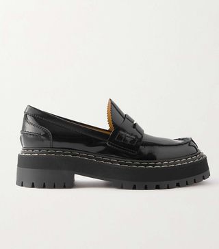 Proenza Schouler + Lug Sole Glossed-Leather Platform Loafers