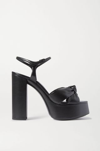 Saint Laurent + Bianca Knotted Leather Platform Sandals