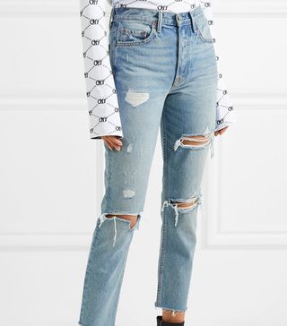 Grlfrnd + Karolina Distressed High-Rise Skinny Jeans