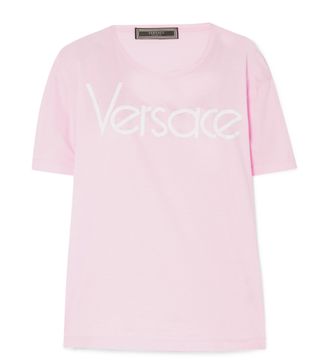 Versace + Embroidered Cotton-Jersey T-Shirt
