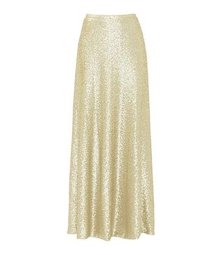 Honey Qiao + Maxi Gold Sequin Skirt