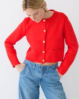 J.Crew + Emilie Patch-Pocket Sweater Lady Jacket