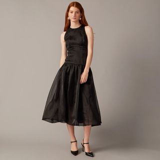 J.Crew Collection + Bubble-Skirt Drop-Waist Dress in Organza
