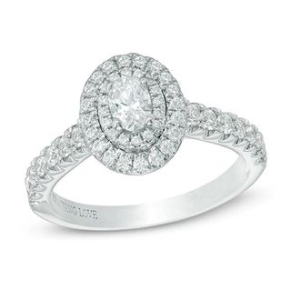 De Vera Wang + Oval Diamond Double Frame Engagement Ring