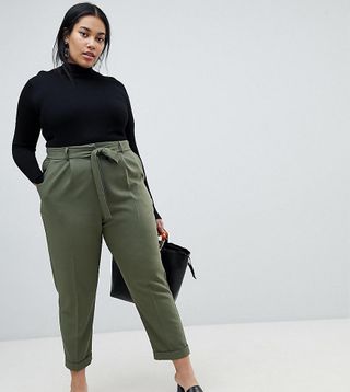 ASOS Curve + Woven Peg Pants With Obi Tie