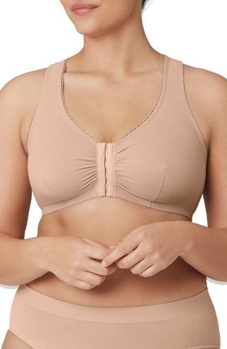 Glamorise + Front Close Cotton Blend T-Back Comfort Bra