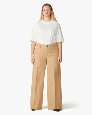 Warp + Weft + Amanda High-Rise Wide-Leg Jeans in Tan