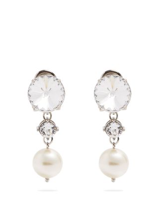 Miu Miu + Faux-Pearl and Crystal Clip-On Earrings