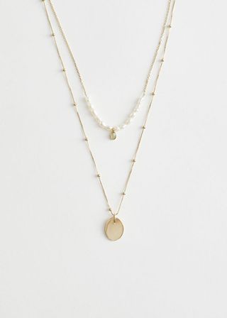 & Other Stories + Duo Chain Pearl Pendant Necklace