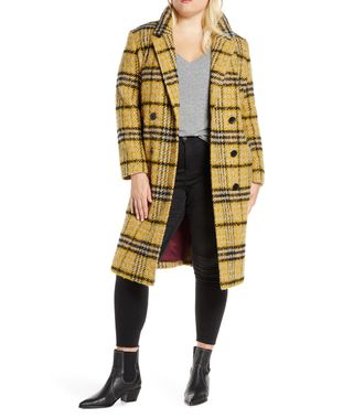 Sam Edelman + Plaid Double-Breasted Wool Coat