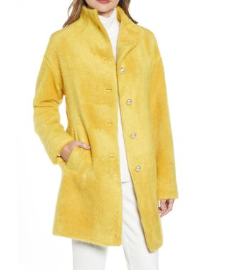 Kate Spade New York + Pearly Button Fuzzy Coat