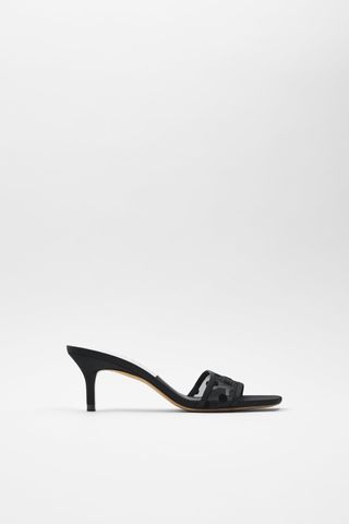 Zara + Polka Dot Mesh Heeled Sandals