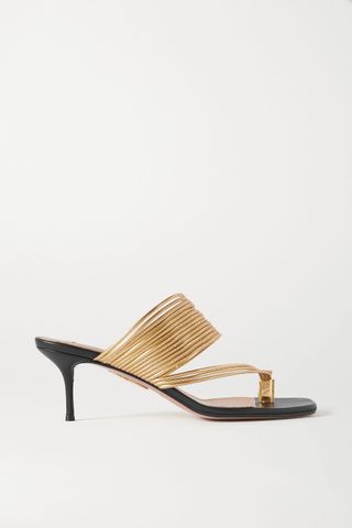 Aquazzura + Sunny Metallic Leather Sandals