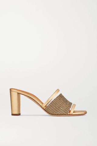 Malone Souliers + Demi 70 Leather-Trimmed Lurex Mules