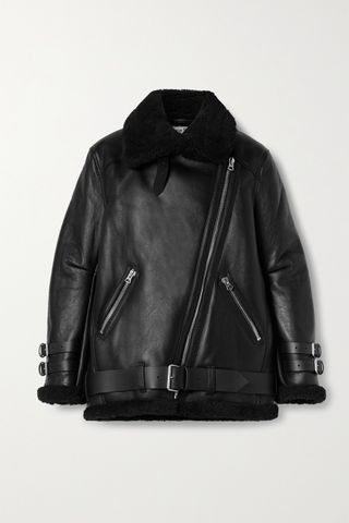 Acne Studios + Velocite Leather-Trimmed Shearling Jacket