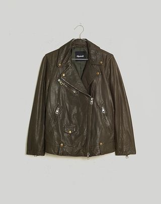 Madewell + Washed Leather Oversized Motorcycle Jacket