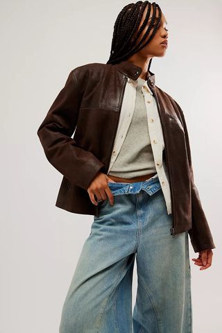 We the Free + Serena Leather Moto Jacket