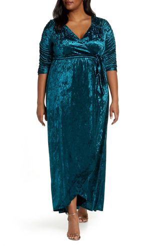 Kiyonna + Cara Crushed Velvet Wrap Gown