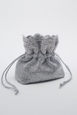 Zara + Metallic Thread Bucket Bag