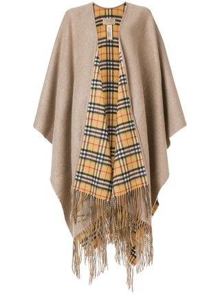 Burberry + Reversible Vintage Check Cashmere Wool Poncho