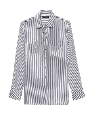 Banana Republic + Petite Parker Tunic-Fit Stripe Shirt