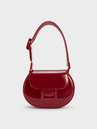 Charles & Keith + Red Lula Patent Buckled Bag