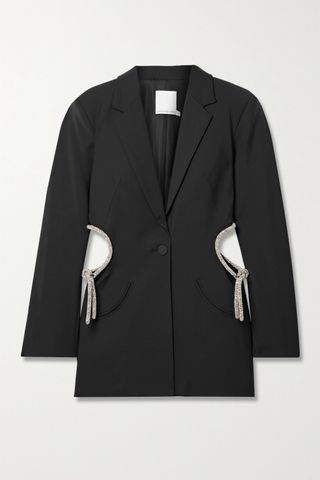 Christopher Esber + Crystal-Embellished Cutout Wool-Blend Blazer