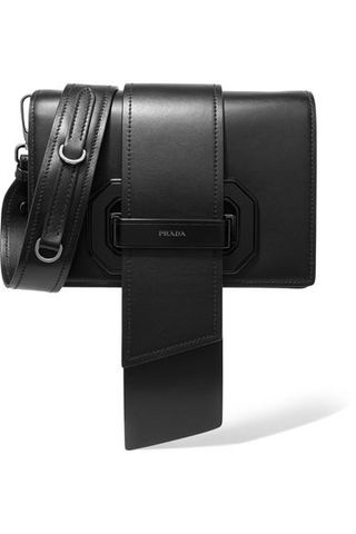 Prada + Ribbon Plexi Leather Shoulder Bag